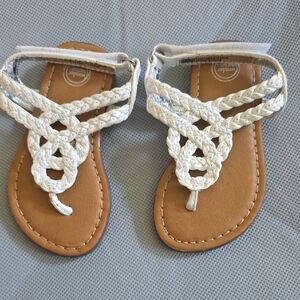 Wonder Nation White and Brown Braided Sandals